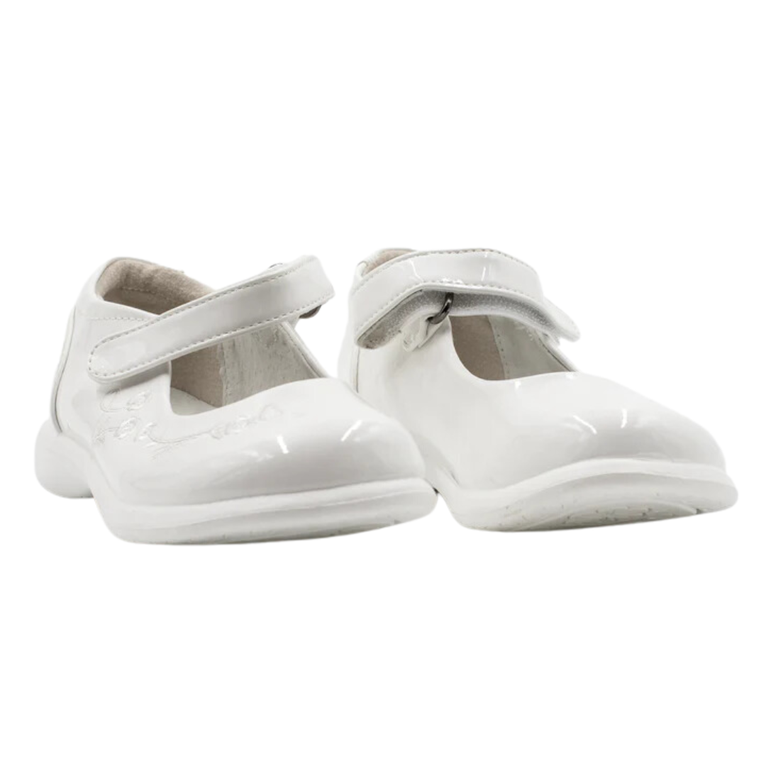 Zapato Huasa Charol Negro y Blanco Niña Blanco 19