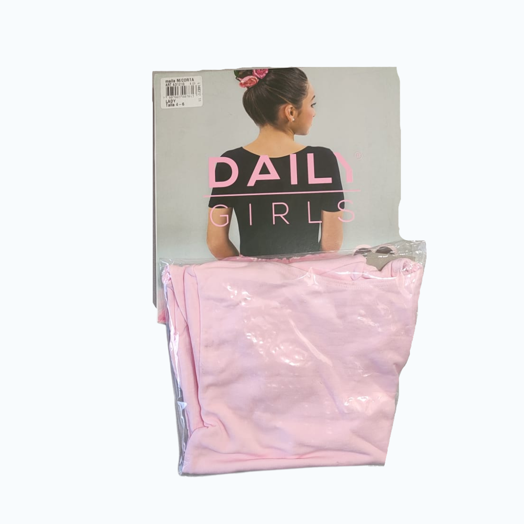 Mallas Ballet Rosado Niña Manga Corta Danza Gimnasia