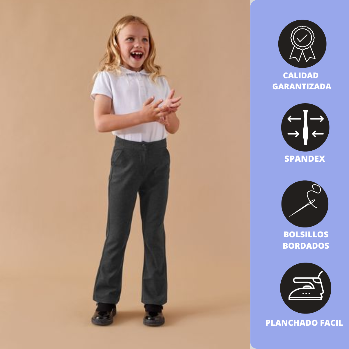 Pantalón Spandex 5 bolsillos Azul Marino Niña