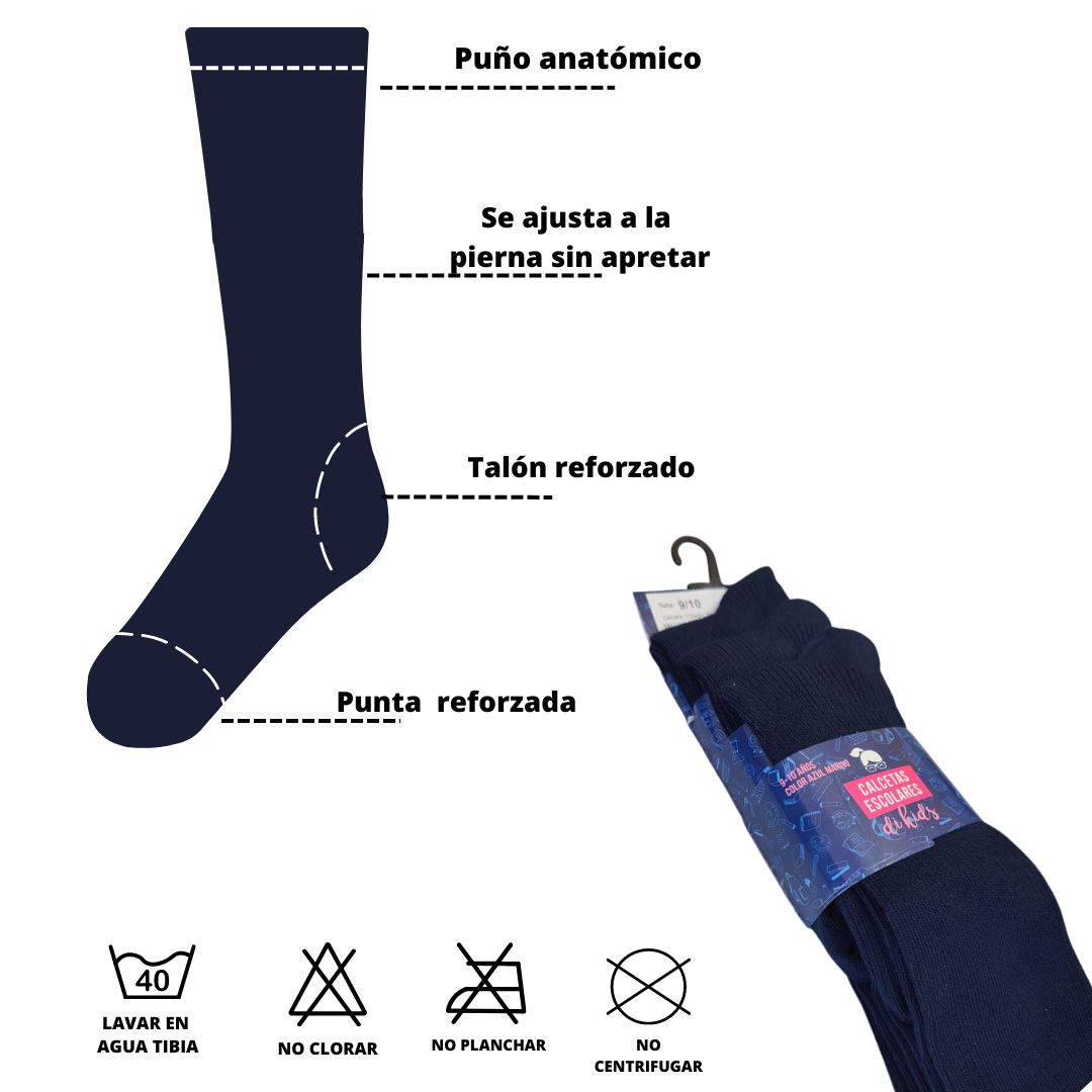 Pack-3 Calcetas de Colegio Algodón Azul
