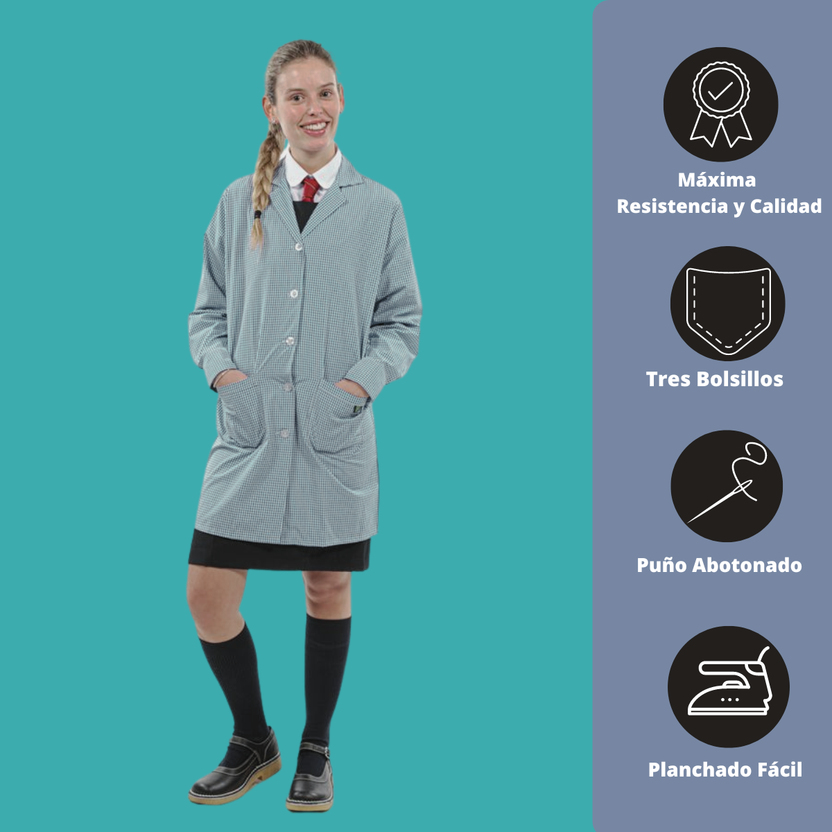 Delantal Cuadrille Verde Niña