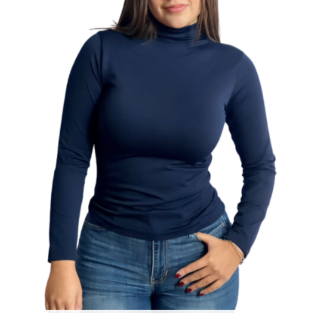 Shein Camiseta Cuello Tortuga Mujer Blusa Polera Mujer Cuello Alto